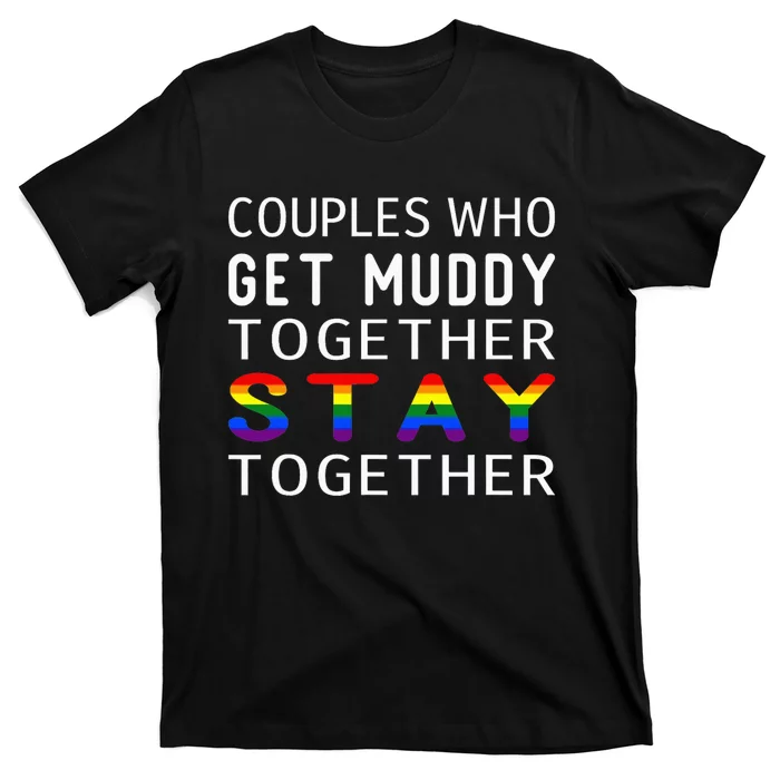 Couples LGBT Flag Mud Run Group Team ATV Race T-Shirt