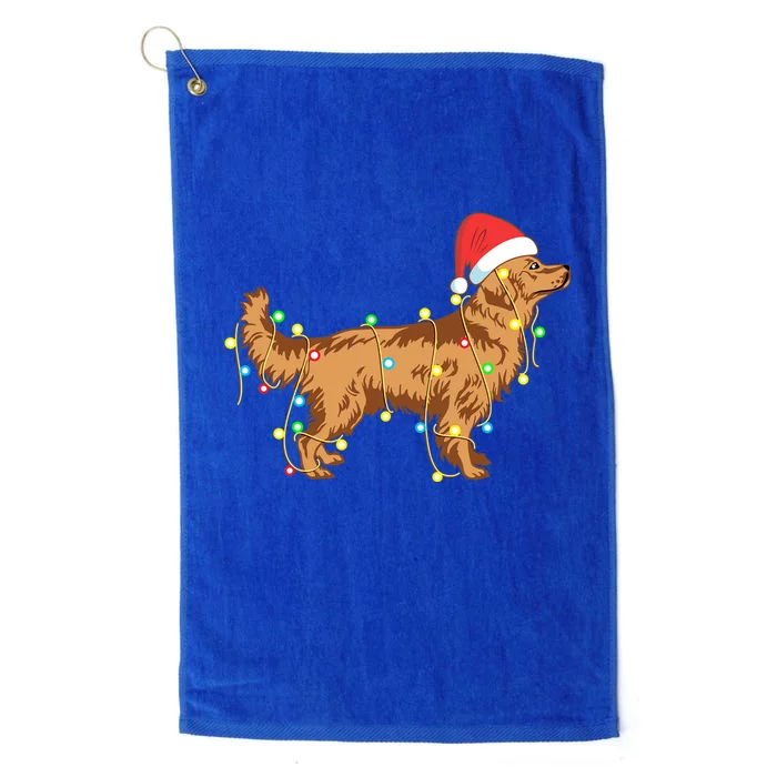 Christmas Lights Golden Retriever Dog Lover Funny Gift Platinum Collection Golf Towel