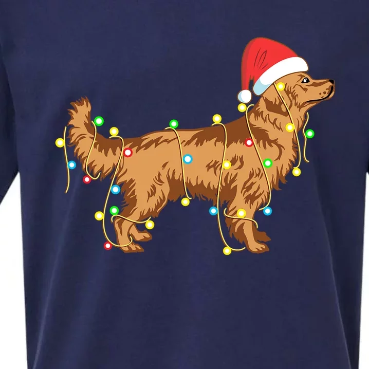 Christmas Lights Golden Retriever Dog Lover Funny Gift Sueded Cloud Jersey T-Shirt