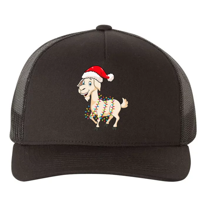 Christmas Lights Goat Wearing Xmas Hat Farmer Goat Lover Yupoong Adult 5-Panel Trucker Hat