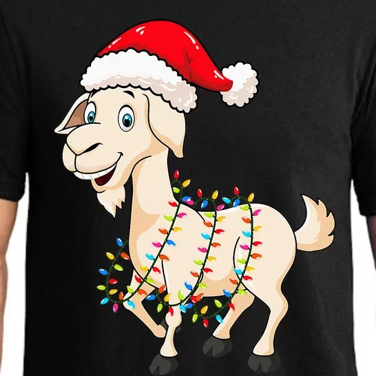 Christmas Lights Goat Wearing Xmas Hat Farmer Goat Lover Pajama Set