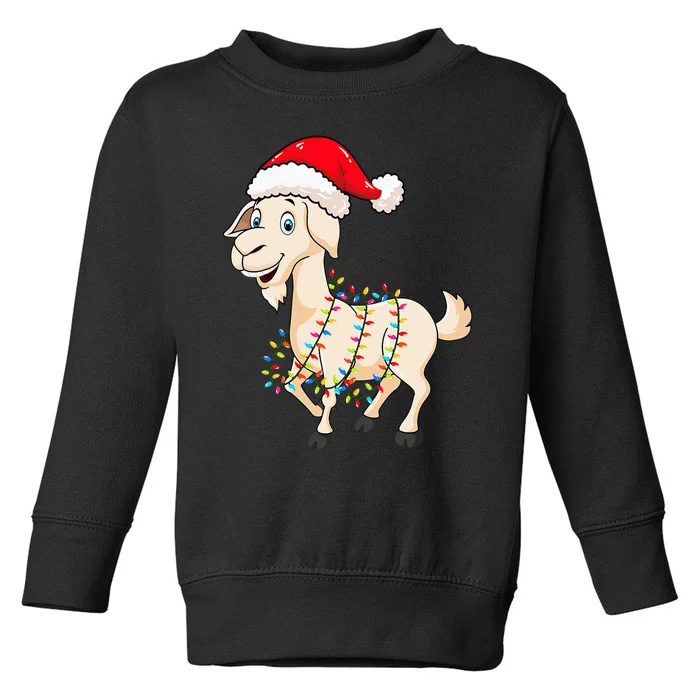 Christmas Lights Goat Wearing Xmas Hat Farmer Goat Lover Toddler Sweatshirt