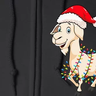 Christmas Lights Goat Wearing Xmas Hat Farmer Goat Lover Full Zip Hoodie