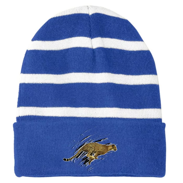 Cheetah Lover Gift Cool Cheetah Gift Striped Beanie with Solid Band