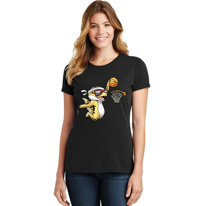 Common Leopard Gecko Playing Basketball Reptile Lizard Women's T-Shirt