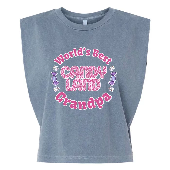 Candy Land Grandparents Day Worlds Best Grandpa Cool Gift Garment-Dyed Women's Muscle Tee