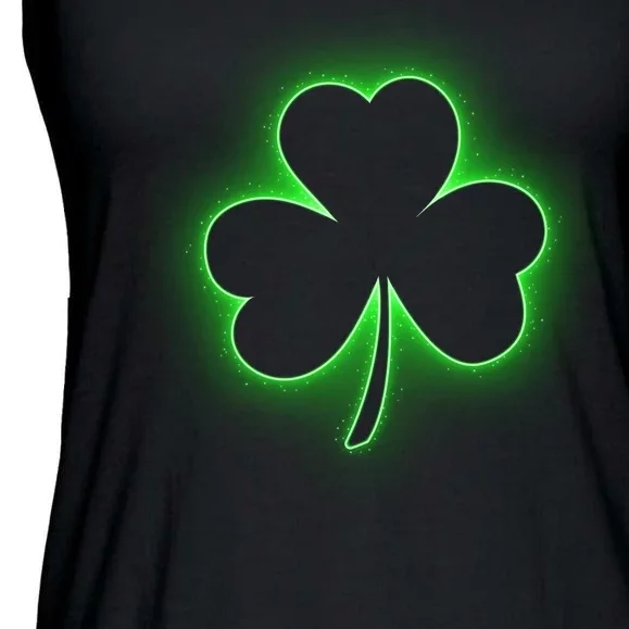 Clover Leaf Glow St Patrick's Day Ladies Essential Flowy Tank