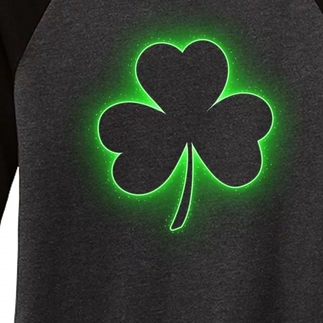 Clover Leaf Glow St Patrick's Day Women's Tri-Blend 3/4-Sleeve Raglan Shirt