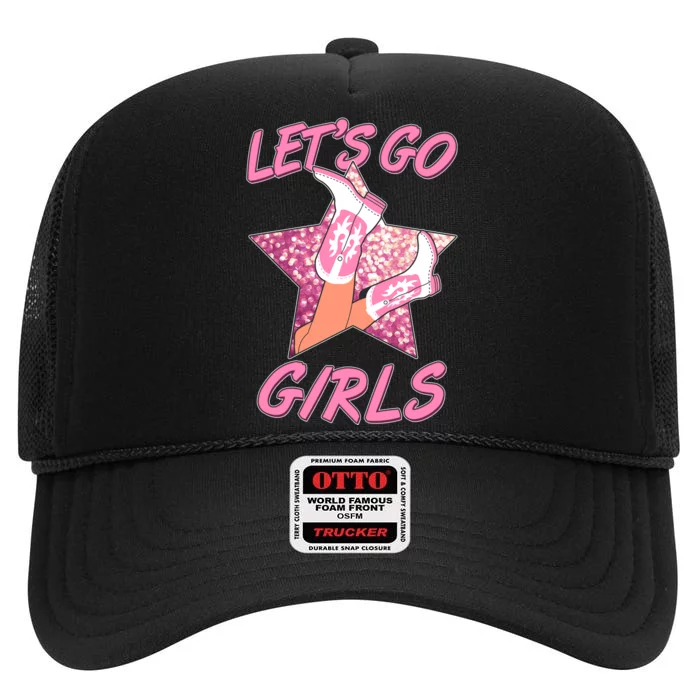 Cute Let's Go Cowgirls High Crown Mesh Trucker Hat