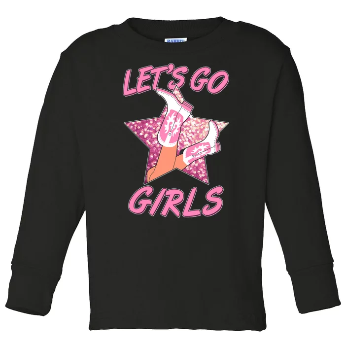 Cute Let's Go Cowgirls Toddler Long Sleeve Shirt