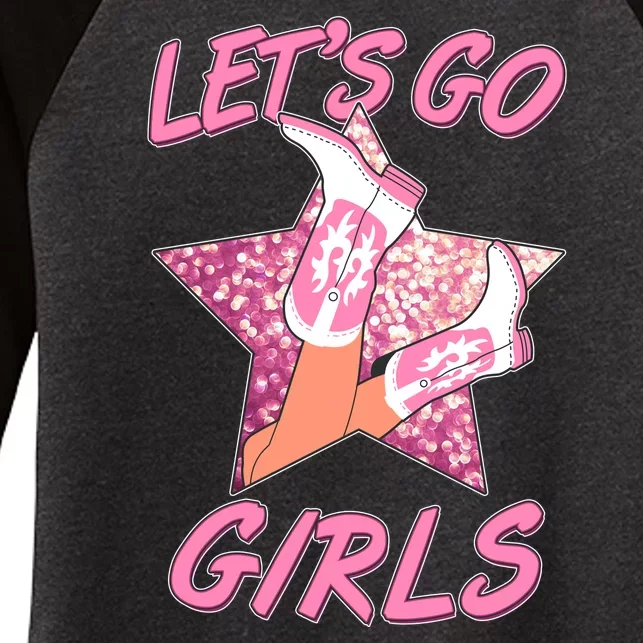 Cute Let's Go Cowgirls Women's Tri-Blend 3/4-Sleeve Raglan Shirt