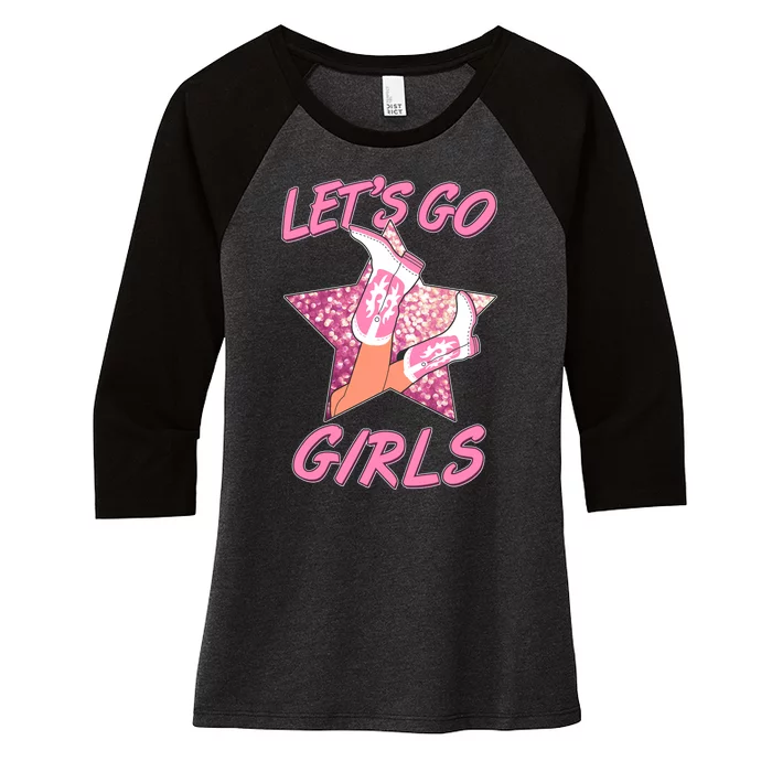 Cute Let's Go Cowgirls Women's Tri-Blend 3/4-Sleeve Raglan Shirt