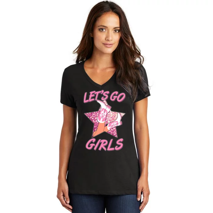 Cute Let's Go Cowgirls Women's V-Neck T-Shirt