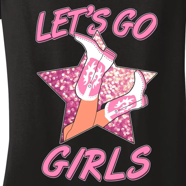 Cute Let's Go Cowgirls Women's V-Neck T-Shirt