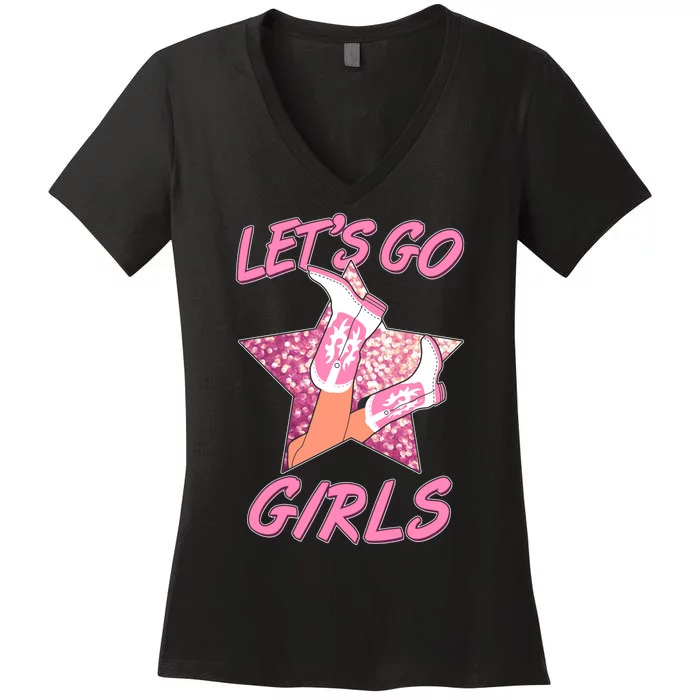 Cute Let's Go Cowgirls Women's V-Neck T-Shirt