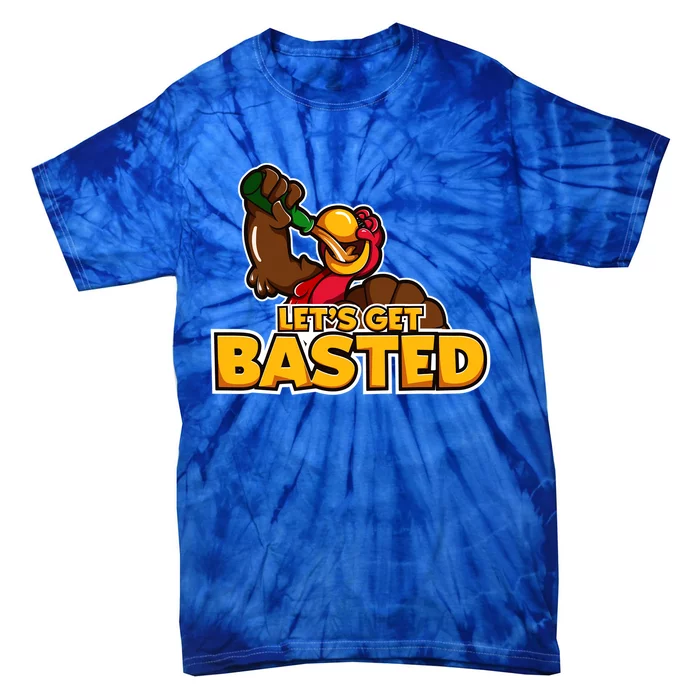 Cool Lets Get Basted Funny Turkey Beer Thanksgiving Gift Tie-Dye T-Shirt