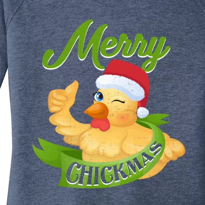 Chicken Lady Gift Christmas Chicken Gift Merry Chickmas Cool Gift Women's Perfect Tri Tunic Long Sleeve Shirt