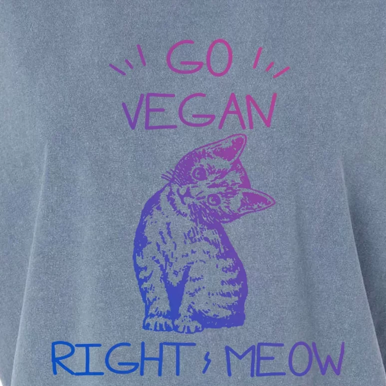 Cat Lover Gift Funny Cute Cat Go Vegan Right Meow Gift Garment-Dyed Women's Muscle Tee