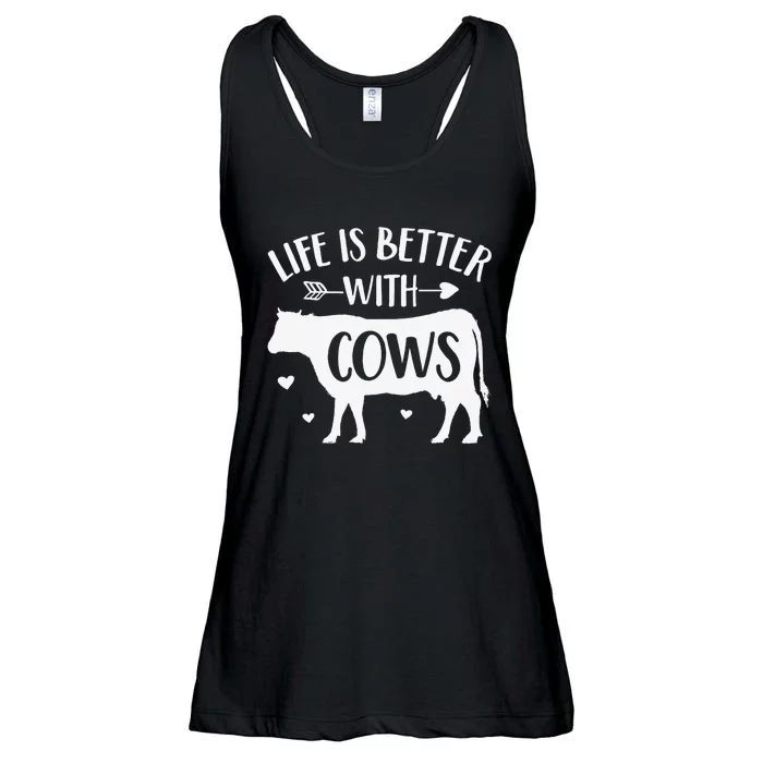 Cow Lover Gift Farmer 'Life Is Better With Cows' Funny Cow Ladies Essential Flowy Tank