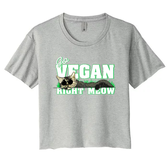 Cat Lover Go Vegan Right Meow Gift Women's Crop Top Tee