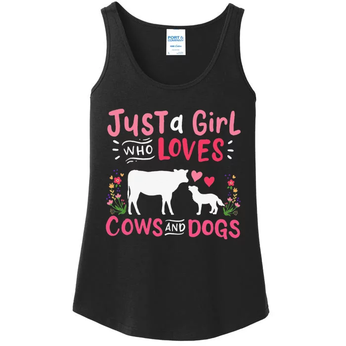 Cow Lover Gift Just a  Who Loves Cows and Dogs Farmer Ladies Essential Tank