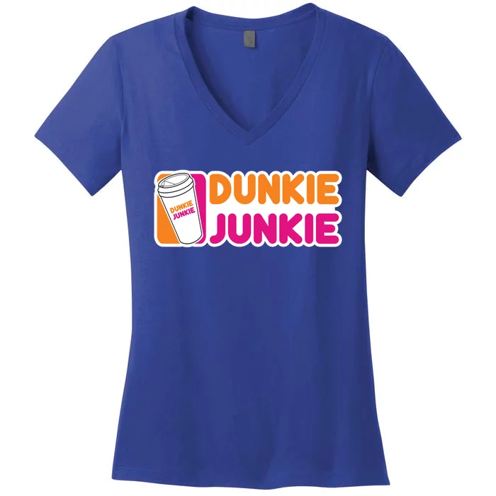 Coffee Lovers Gift Funny Coffee Saying Funny Dunkie Junkie Funny Gift Women's V-Neck T-Shirt