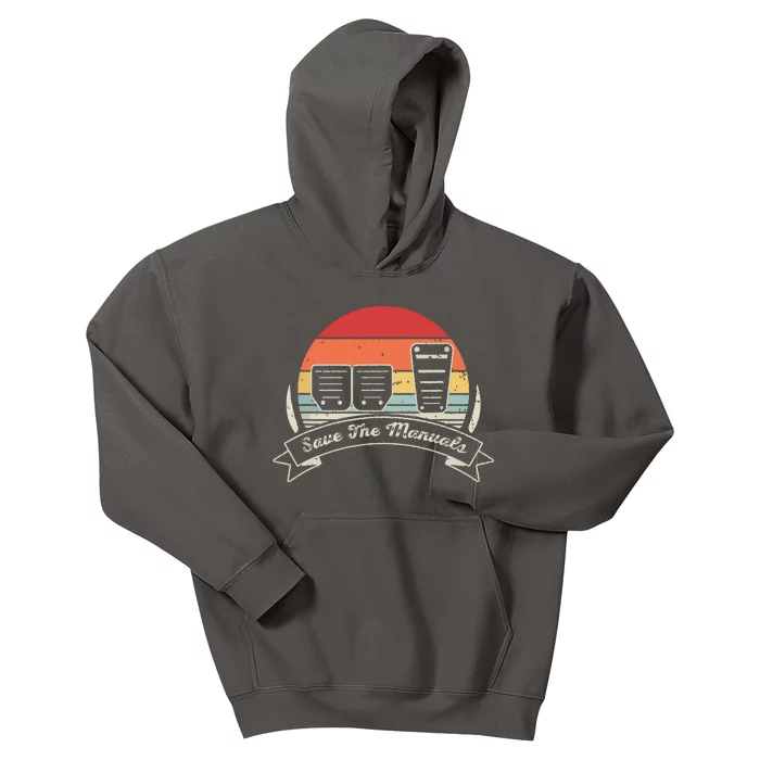 Car Lover Gift Vintage Retro Save The Manuals Stick Kids Hoodie