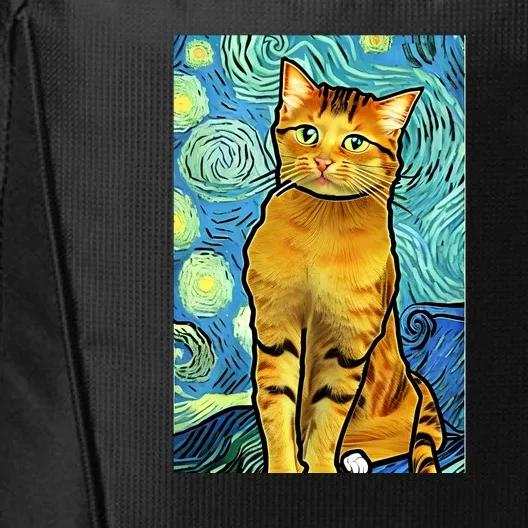 Cat Lover Gift Van Gogh Style Art City Backpack