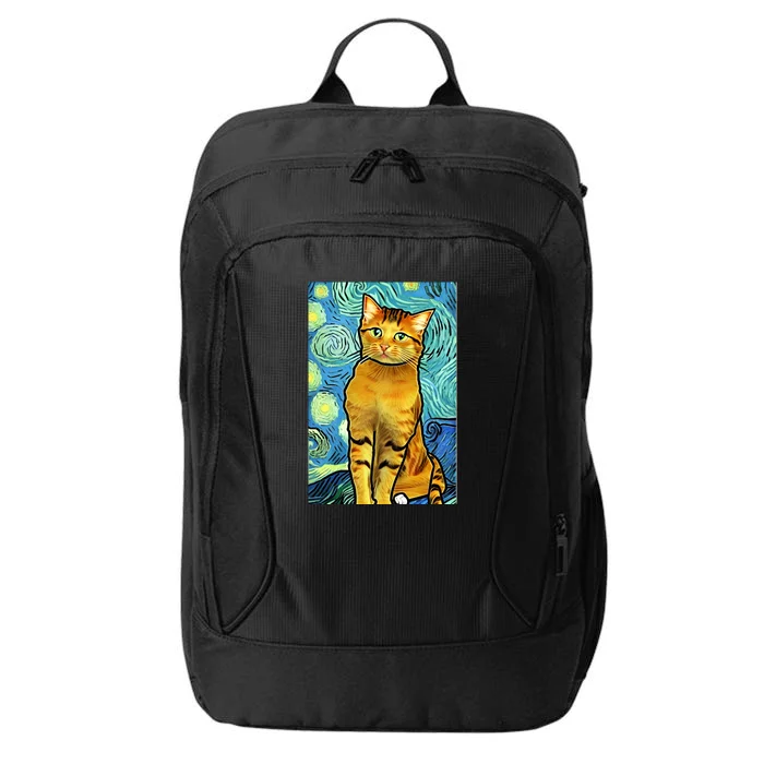 Cat Lover Gift Van Gogh Style Art City Backpack