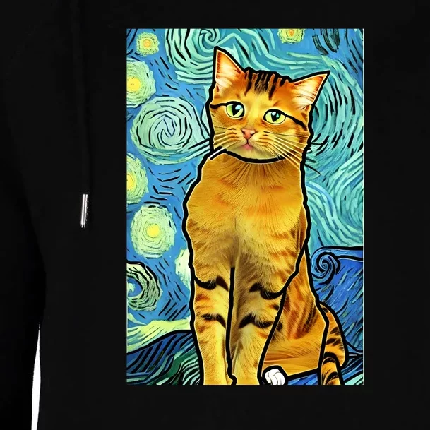 Cat Lover Gift Van Gogh Style Art Womens Funnel Neck Pullover Hood