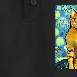 Cat Lover Gift Van Gogh Style Art Dry Zone Grid Performance Polo