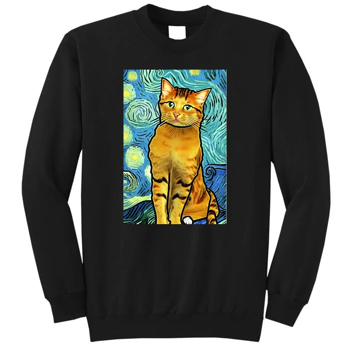 Cat Lover Gift Van Gogh Style Art Tall Sweatshirt