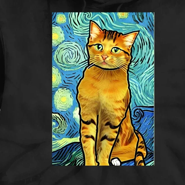 Cat Lover Gift Van Gogh Style Art Tie Dye Hoodie