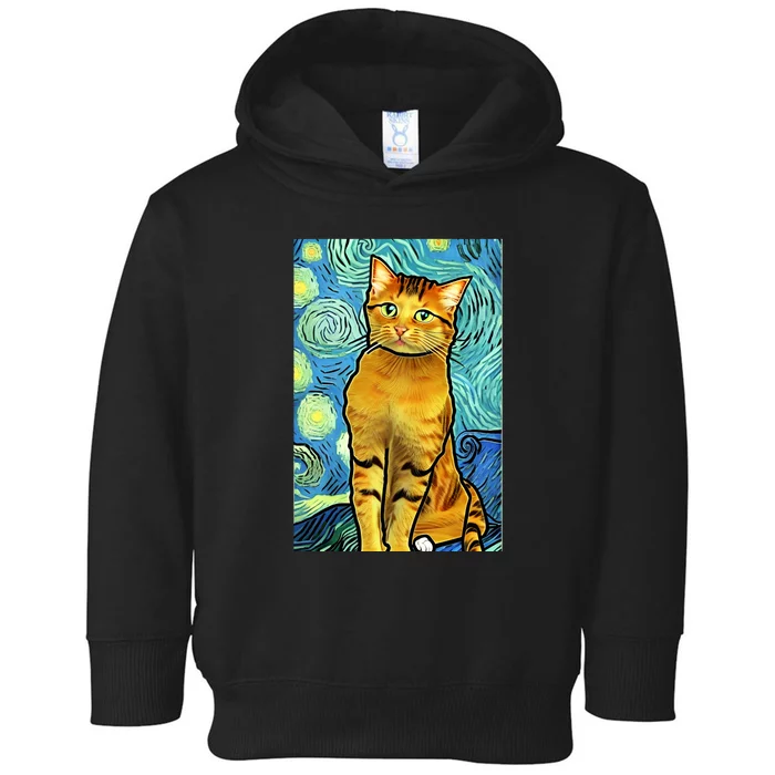 Cat Lover Gift Van Gogh Style Art Toddler Hoodie