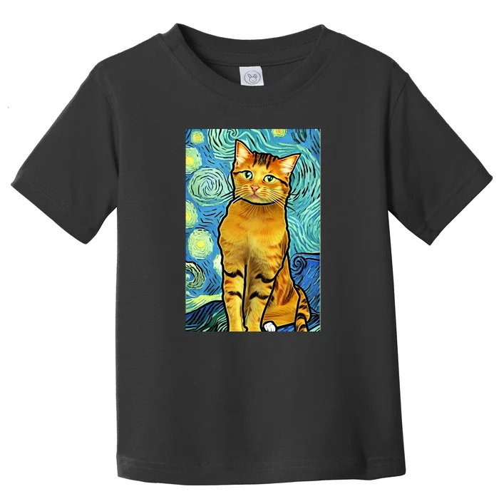 Cat Lover Gift Van Gogh Style Art Toddler T-Shirt