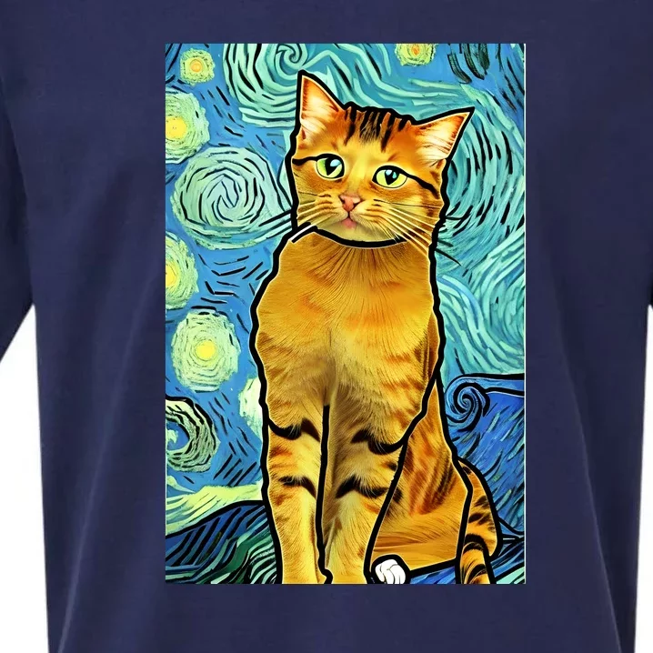 Cat Lover Gift Van Gogh Style Art Sueded Cloud Jersey T-Shirt