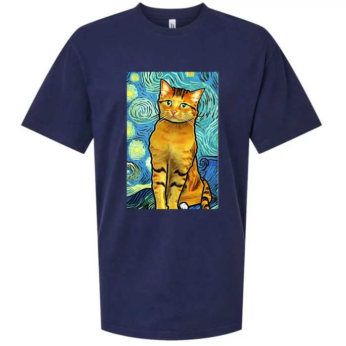 Cat Lover Gift Van Gogh Style Art Sueded Cloud Jersey T-Shirt