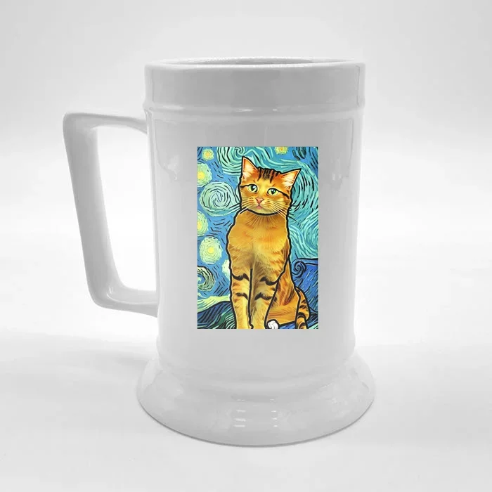 Cat Lover Gift Van Gogh Style Art Front & Back Beer Stein