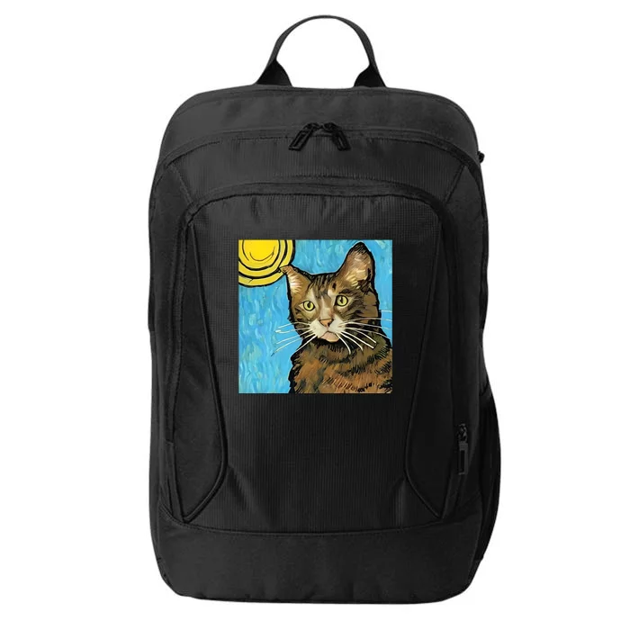 Cat Lover Gift Van Gogh Style Art City Backpack