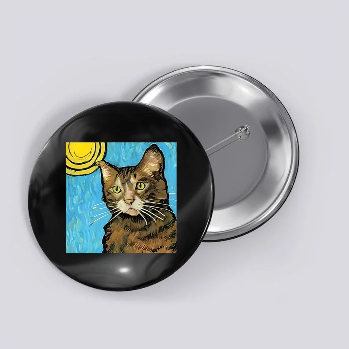 Cat Lover Gift Van Gogh Style Art Button