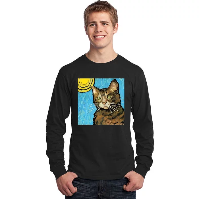 Cat Lover Gift Van Gogh Style Art Tall Long Sleeve T-Shirt