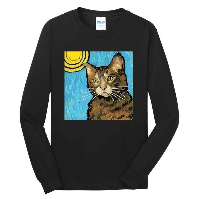 Cat Lover Gift Van Gogh Style Art Tall Long Sleeve T-Shirt