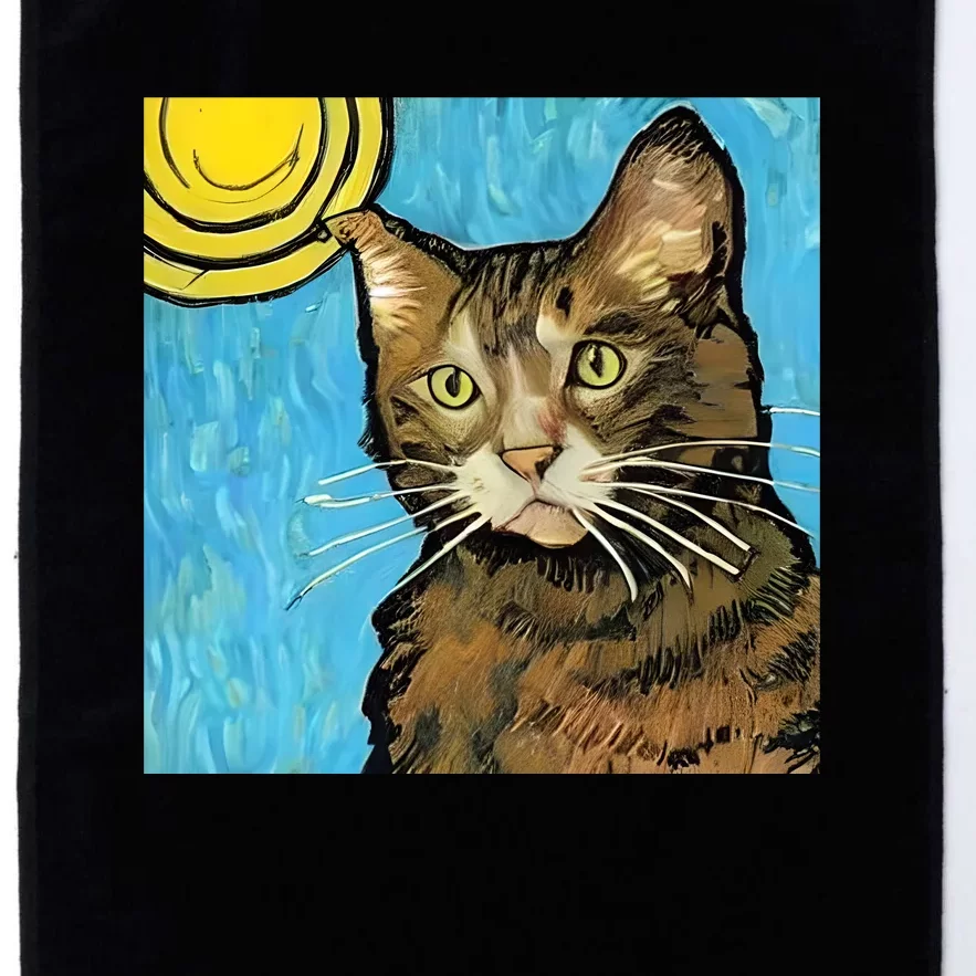 Cat Lover Gift Van Gogh Style Art Platinum Collection Golf Towel