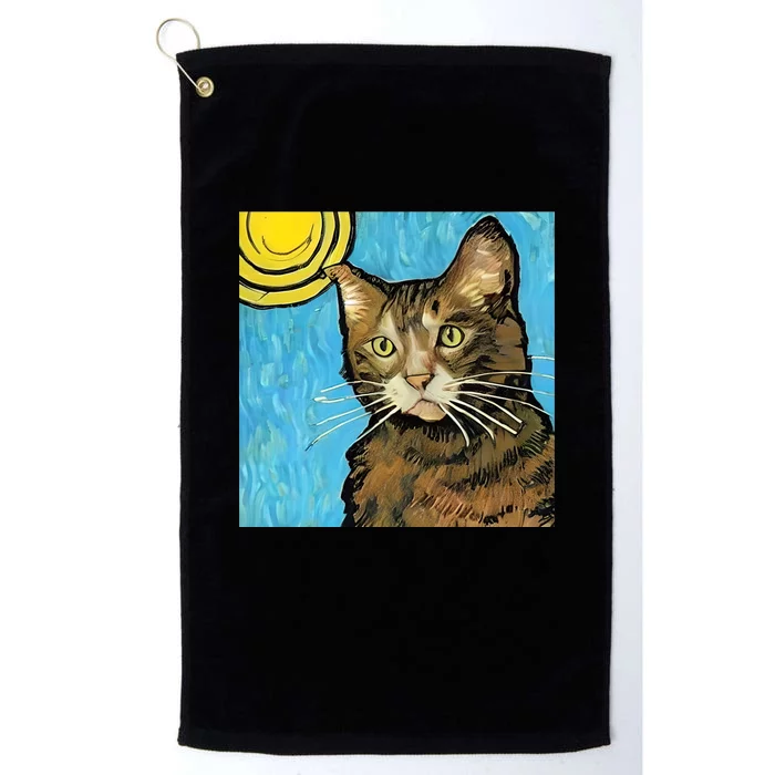 Cat Lover Gift Van Gogh Style Art Platinum Collection Golf Towel