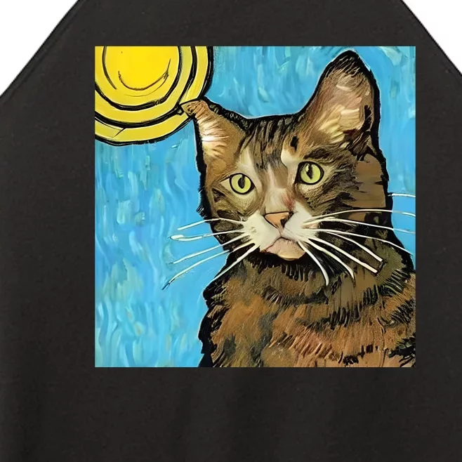 Cat Lover Gift Van Gogh Style Art Women’s Perfect Tri Rocker Tank