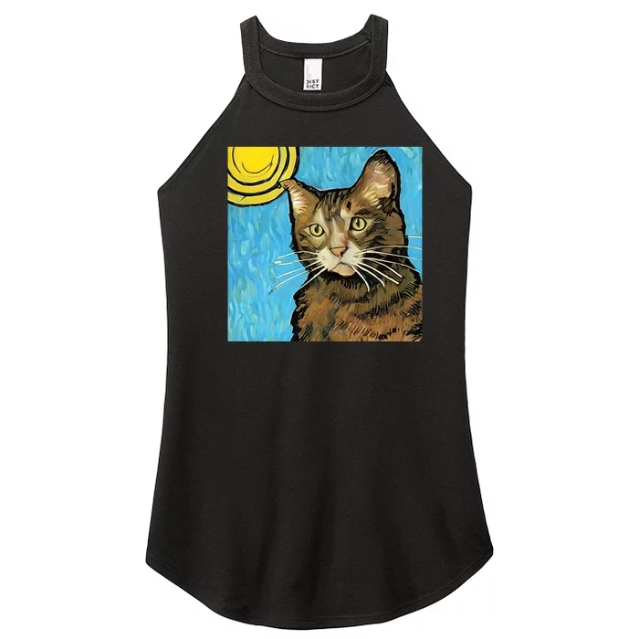 Cat Lover Gift Van Gogh Style Art Women’s Perfect Tri Rocker Tank