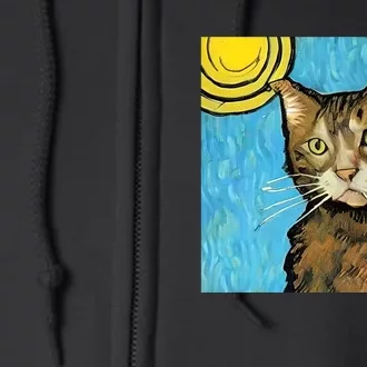 Cat Lover Gift Van Gogh Style Art Full Zip Hoodie