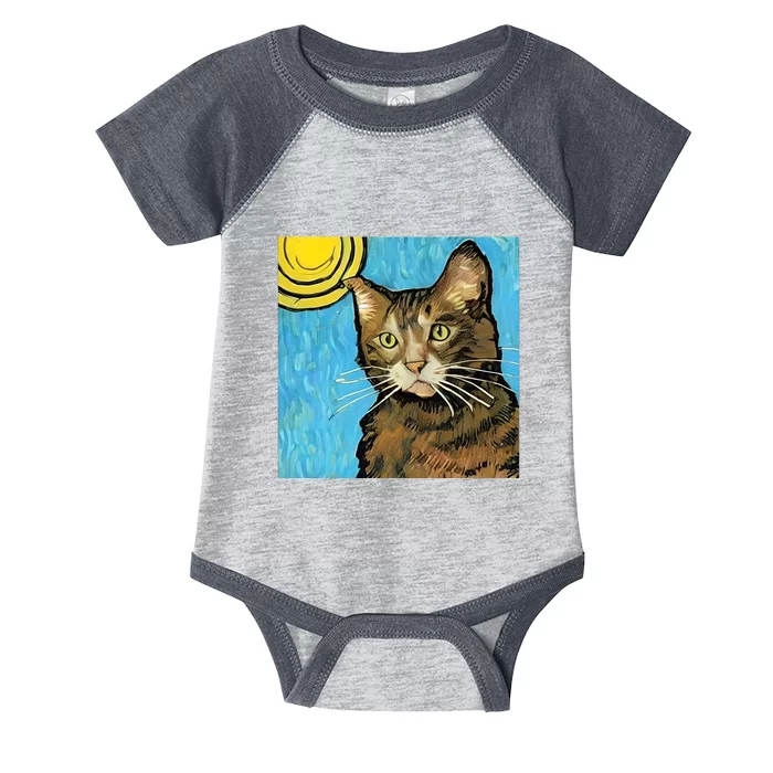 Cat Lover Gift Van Gogh Style Art Infant Baby Jersey Bodysuit