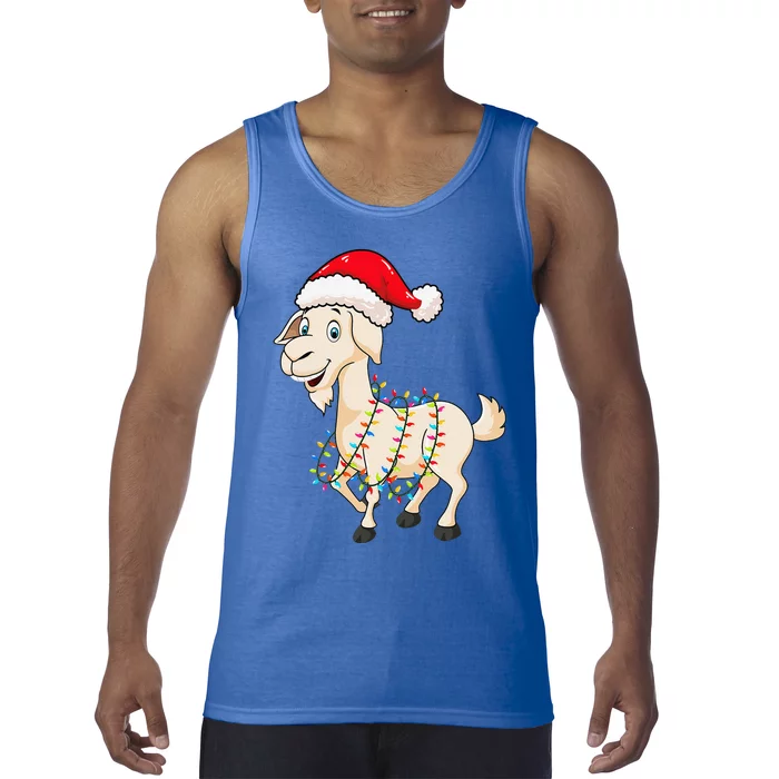 Christmas Lights Goat Wearing Xmas Hat Farmer Goat Lover Tank Top