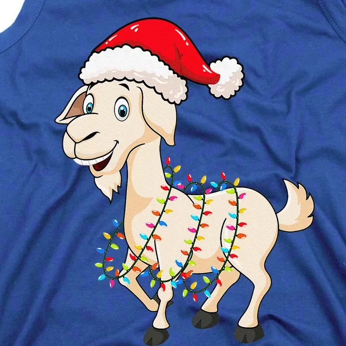 Christmas Lights Goat Wearing Xmas Hat Farmer Goat Lover Tank Top